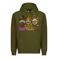 Army Green happy hallothanksmas gnomes Premium Hoodie - AdoDesignShop