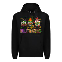 Black happy hallothanksmas gnomes Premium Hoodie - AdoDesignShop