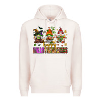 Pale Pink happy hallothanksmas gnomes Premium Hoodie - AdoDesignShop