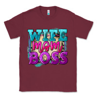 Burgundy wife mom boss Classic Tee - FaDigitalArtStudio