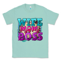 Seafoam wife mom boss Classic Tee - FaDigitalArtStudio