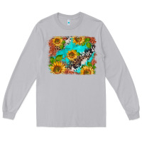 Moon Dust western sunflowers turquoise cowhide  tooled leather Long Sleeve Tee - BarkalooDesign