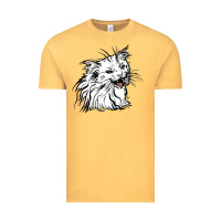 Vintage Mustard Drawing Cat Vintage Tee - RacoonDesign