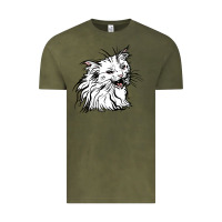 Vintage Olive Drawing Cat Vintage Tee - RacoonDesign