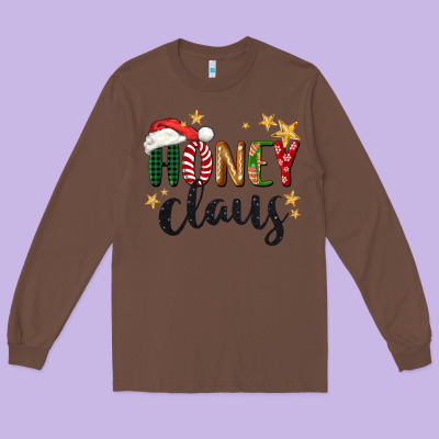 Honey Claus Christmas Long Sleeve Tee Designed By Barkaloodesign