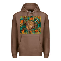 Chestnut fall highland cow tumbler Premium Hoodie - RanaPortraitStore