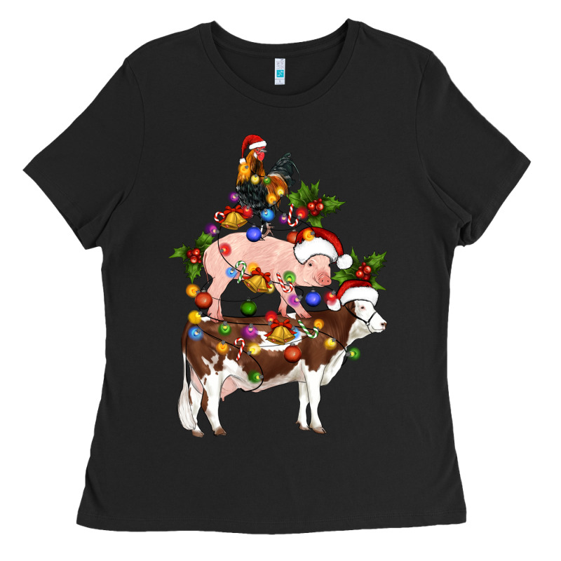 Stacked Christmas Farm Animals Ladies Tee by Artiststas | Teevron