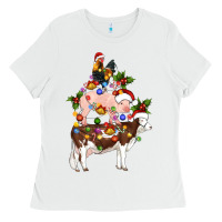 White stacked christmas farm animals Ladies Tee - Artiststas