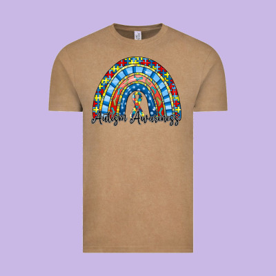 Autism Awareness Rainbow Vintage Tee Designed By Racoondesign