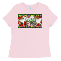 Bubblegum Pink Christmas Santa's Helper Ladies Tee - Artiststas