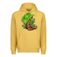 Antique Gold green  cowgirl and roses Premium Hoodie - AdoDesignShop