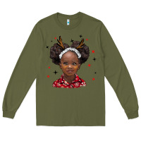 Army Green christmas african girl Long Sleeve Tee - BarkalooDesign