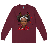 Burgundy christmas african girl Long Sleeve Tee - BarkalooDesign