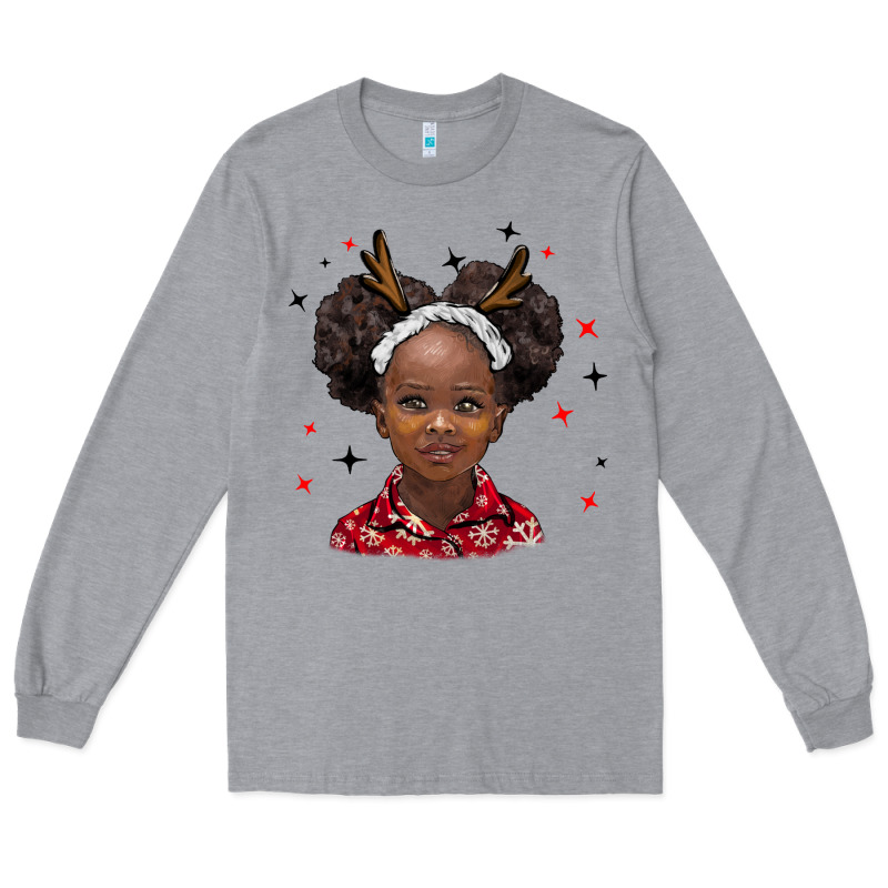 Christmas African Girl Long Sleeve Tee by BarkalooDesign | Teevron