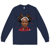 Navy christmas african girl Long Sleeve Tee - BarkalooDesign