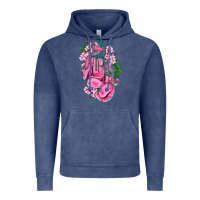 Vintage Denim cancer boxing gloves with ribbon Vintage Hoodie - AdoDesignShop