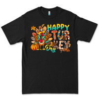 Black Happy Turkey Day Premium Tee - CowhideDigitalArt