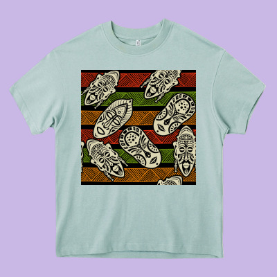 African Mask Seamless Pattern Heavy Core Tee Designed By Bundleandbundleshop
