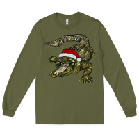 Army Green Christmas alligator Long Sleeve Tee - BarkalooDesign