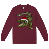 Burgundy Christmas alligator Long Sleeve Tee - BarkalooDesign