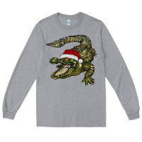 Heather Grey Christmas alligator Long Sleeve Tee - BarkalooDesign