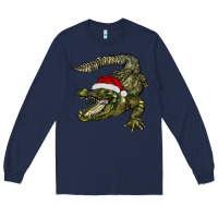 Navy Christmas alligator Long Sleeve Tee - BarkalooDesign