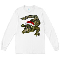 White Christmas alligator Long Sleeve Tee - BarkalooDesign