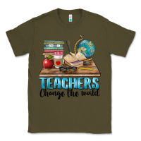 Army Green teachers change the world Classic Tee - BarkalooDesign
