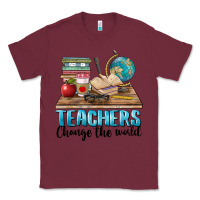 Burgundy teachers change the world Classic Tee - BarkalooDesign