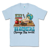 Dusty Blue teachers change the world Classic Tee - BarkalooDesign