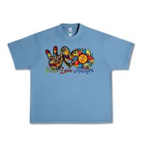 Pebble Blue peace love autism sunflower Urban Heavy Tee - RacoonDesign