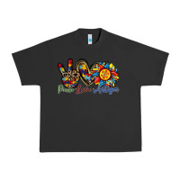 Pigment Black peace love autism sunflower Urban Heavy Tee - RacoonDesign