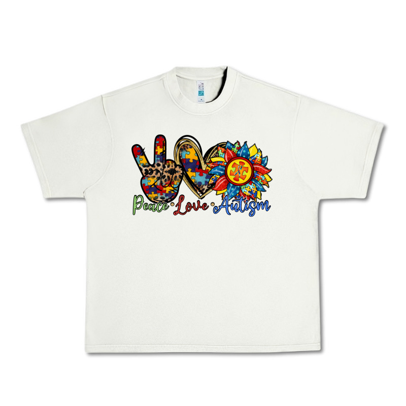 Peace Love Autism Sunflower Urban Heavy Tee by RacoonDesign | Teevron