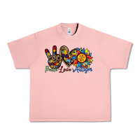 Salmon peace love autism sunflower Urban Heavy Tee - RacoonDesign