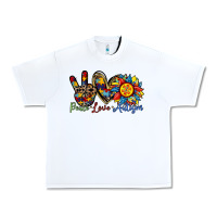 White peace love autism sunflower Urban Heavy Tee - RacoonDesign