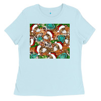 Baby Blue santa skeleton christmas tumbler Ladies Tee - Artiststas