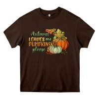 Chocolate Brown autumn leaves and pumpkins please Heavy Core Tee - BundleAndBundleShop