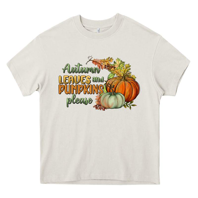 Autumn Leaves And Pumpkins Please Heavy Core Tee by BundleAndBundleShop | Teevron
