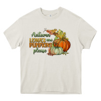 Cream autumn leaves and pumpkins please Heavy Core Tee - BundleAndBundleShop