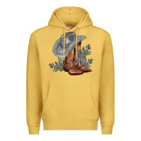 Antique Gold gray cowgirl and roses Premium Hoodie - AdoDesignShop