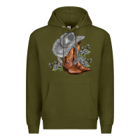 Army Green gray cowgirl and roses Premium Hoodie - AdoDesignShop