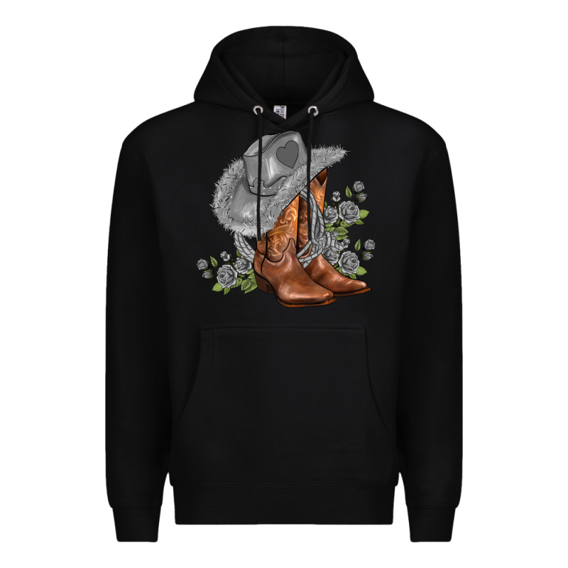 Gray Cowgirl And Roses Premium Hoodie by AdoDesignShop | Teevron