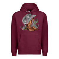 Burgundy gray cowgirl and roses Premium Hoodie - AdoDesignShop