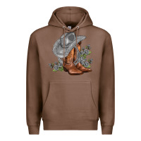 Chestnut gray cowgirl and roses Premium Hoodie - AdoDesignShop