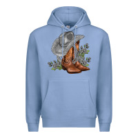 Colony Blue gray cowgirl and roses Premium Hoodie - AdoDesignShop