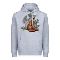 Heather Grey gray cowgirl and roses Premium Hoodie - AdoDesignShop