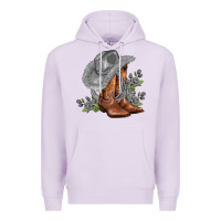 Lilac gray cowgirl and roses Premium Hoodie - AdoDesignShop