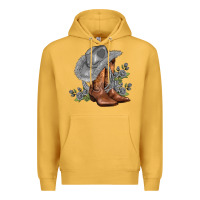 Mustard gray cowgirl and roses Premium Hoodie - AdoDesignShop