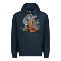 Navy gray cowgirl and roses Premium Hoodie - AdoDesignShop