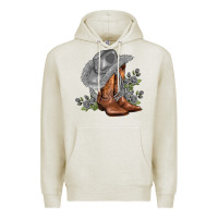 Oatmeal Heather gray cowgirl and roses Premium Hoodie - AdoDesignShop